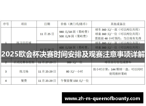 2025欧会杯决赛时间安排及观赛注意事项详解